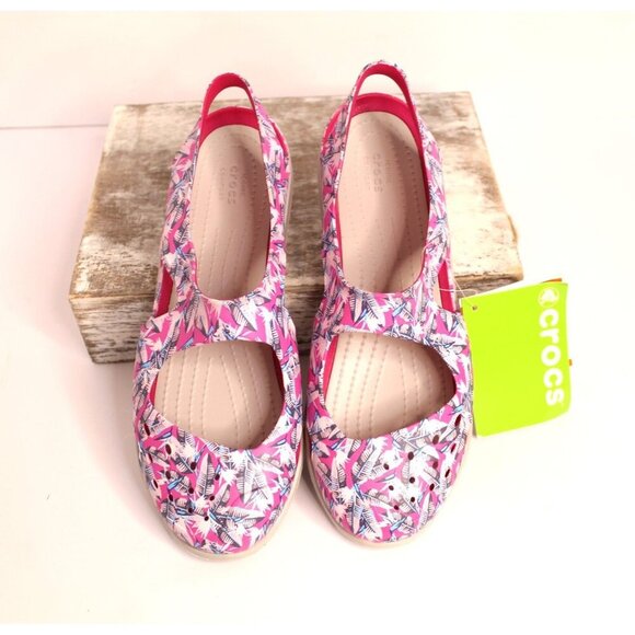 Crocs Shoes Swiftwater Wave Women's 9 Graphic Candy Pink Mary Jane Style NWT - Picture 2 of 9